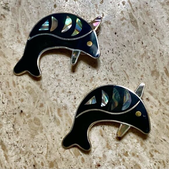 Vintage Alpaca Dolphin Brooches/Pendant (2) - Picture 1 of 2
